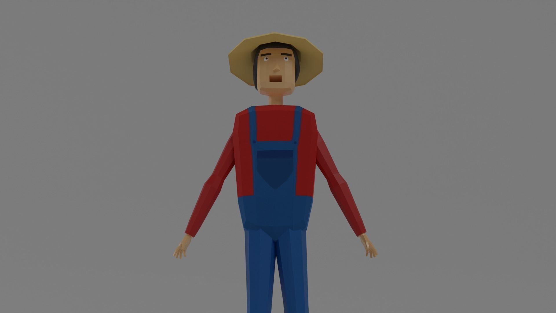 stylized character Farmer Low-poly 3D model_9