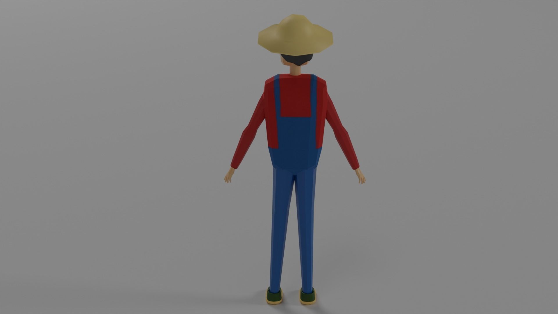 stylized character Farmer Low-poly 3D model_3