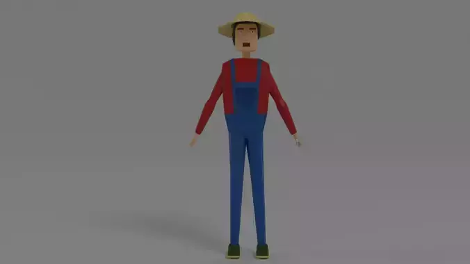 stylized character Farmer Low-poly 3D model