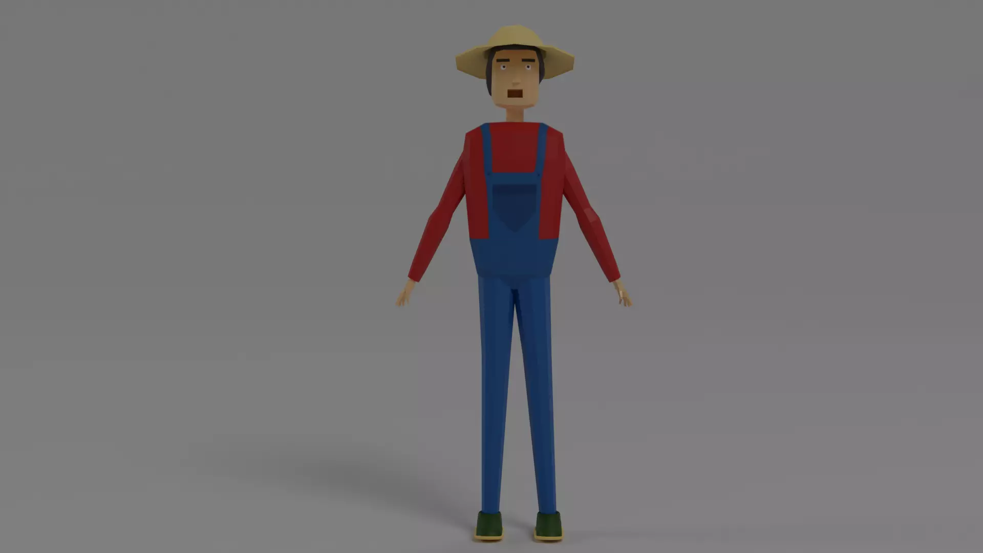 stylized character Farmer Low-poly 3D model_0