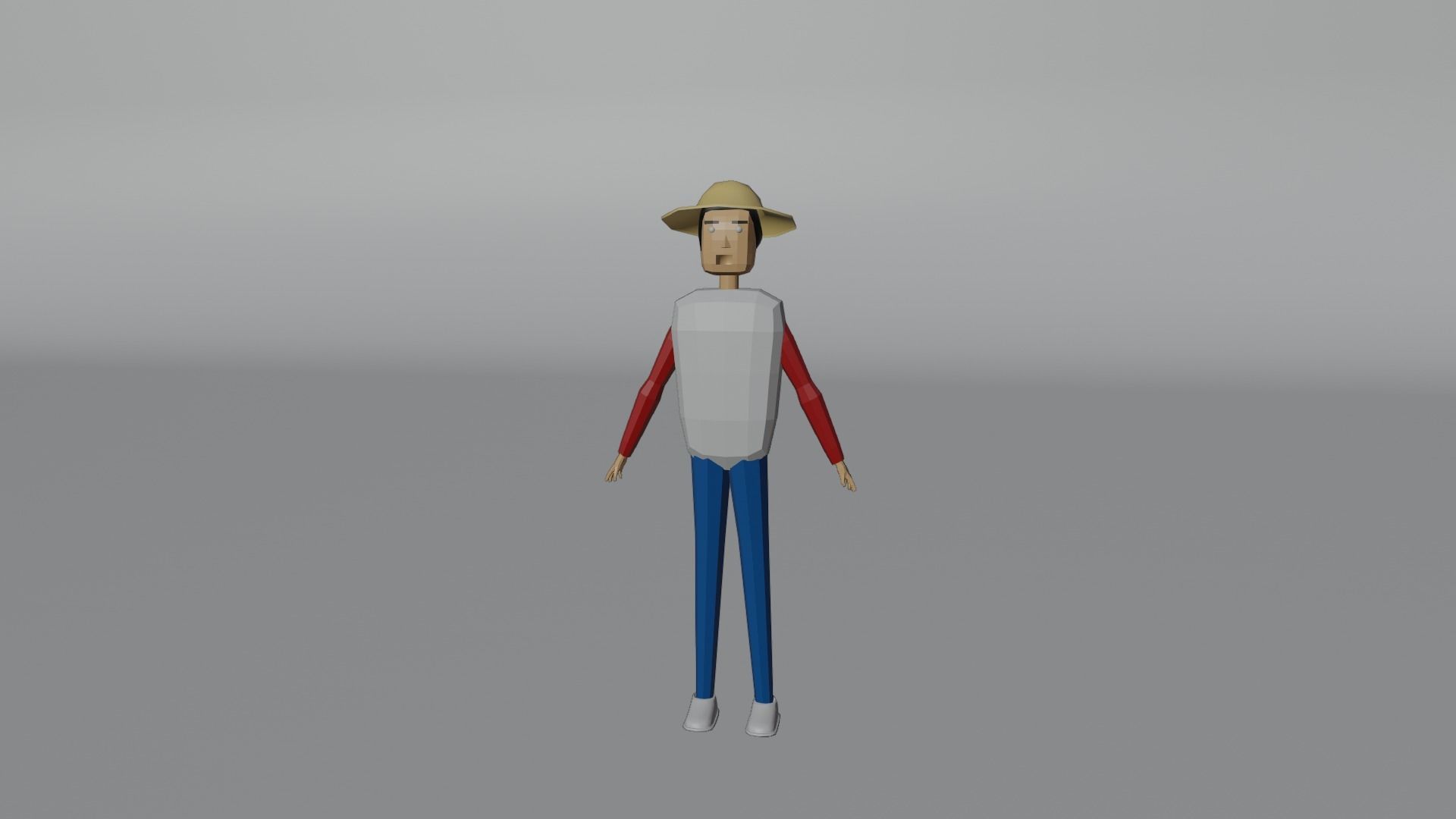 stylized character Farmer Low-poly 3D model_12