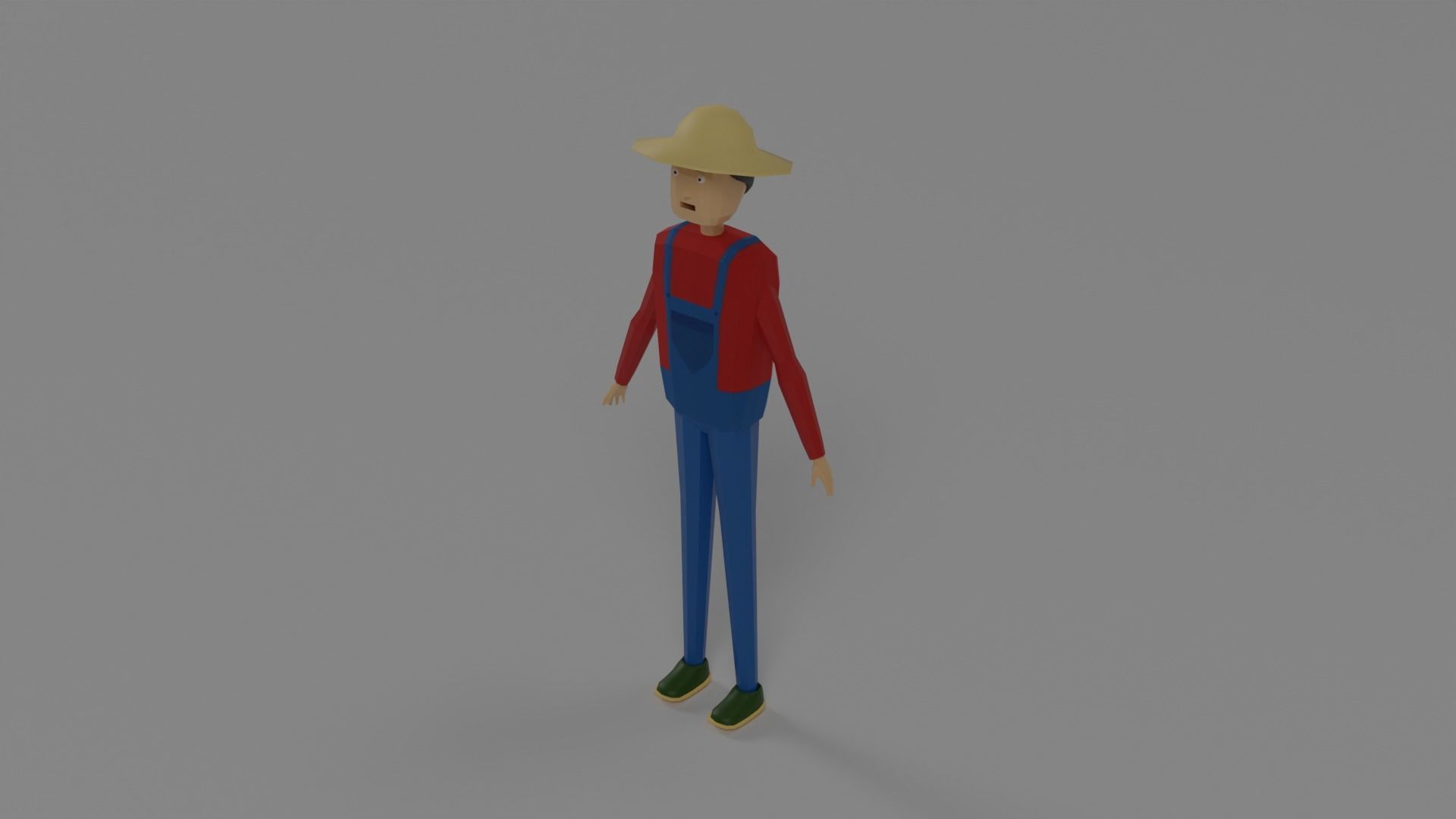 stylized character Farmer Low-poly 3D model_7