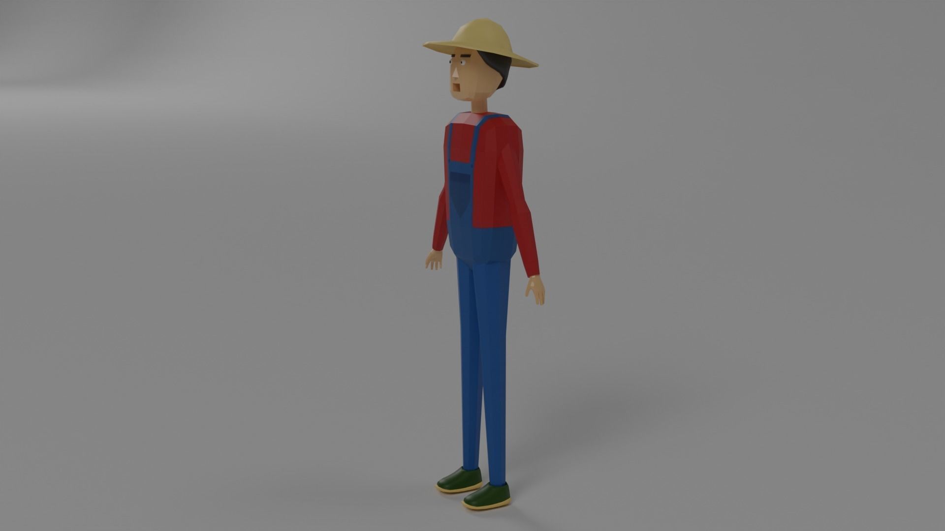 stylized character Farmer Low-poly 3D model_1
