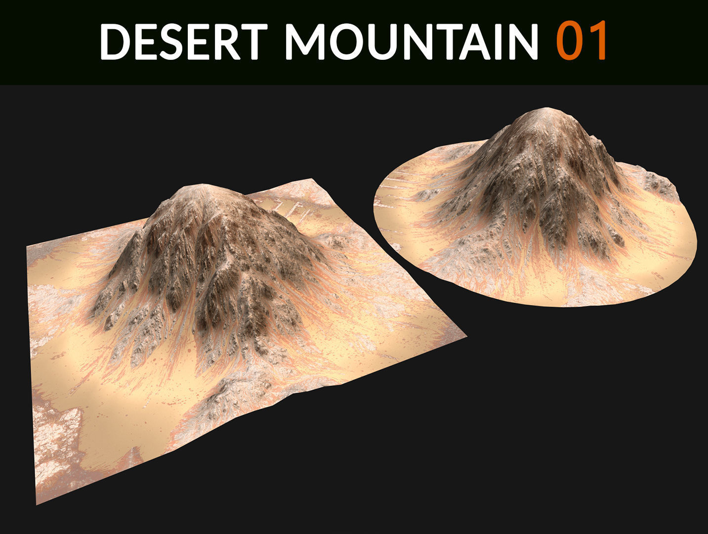  Desert Mountains Collection Low-poly 3D model_1