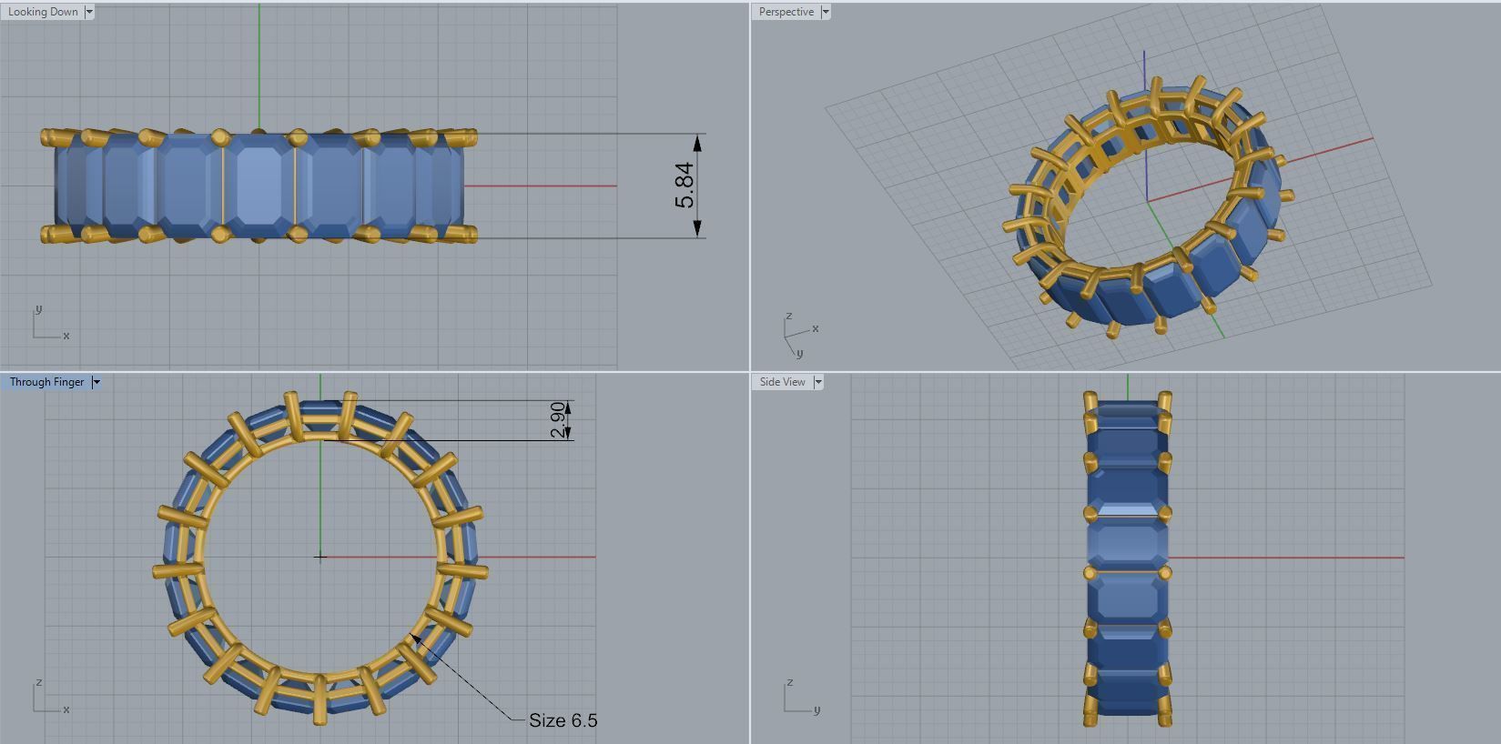 ring emerald 3D print model_4