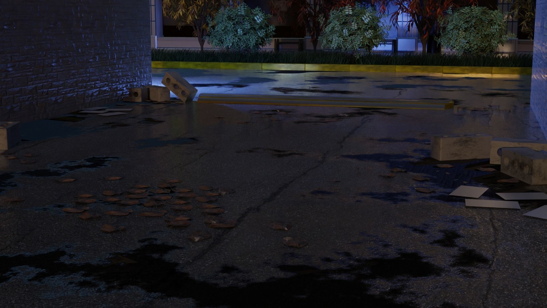 Street after the rain 3D model_2