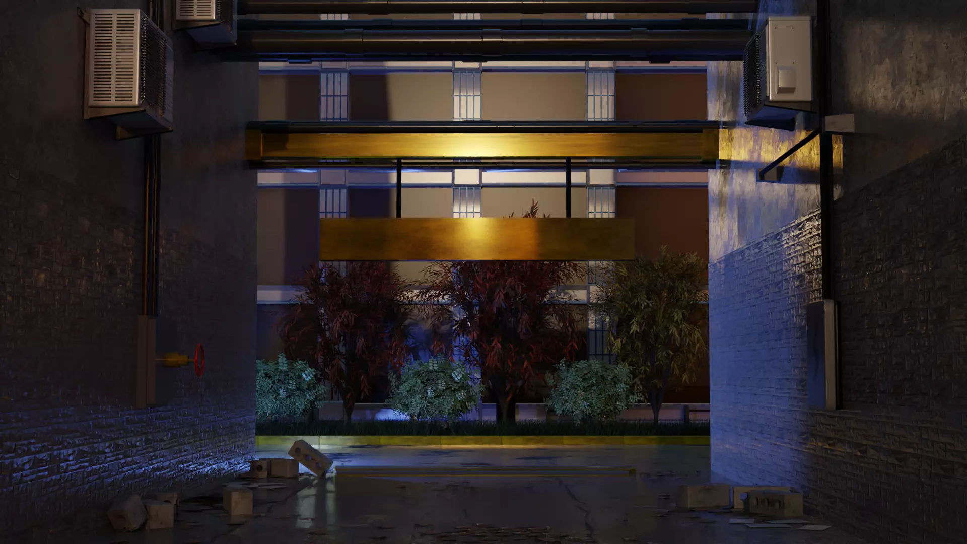 Street after the rain 3D model_0