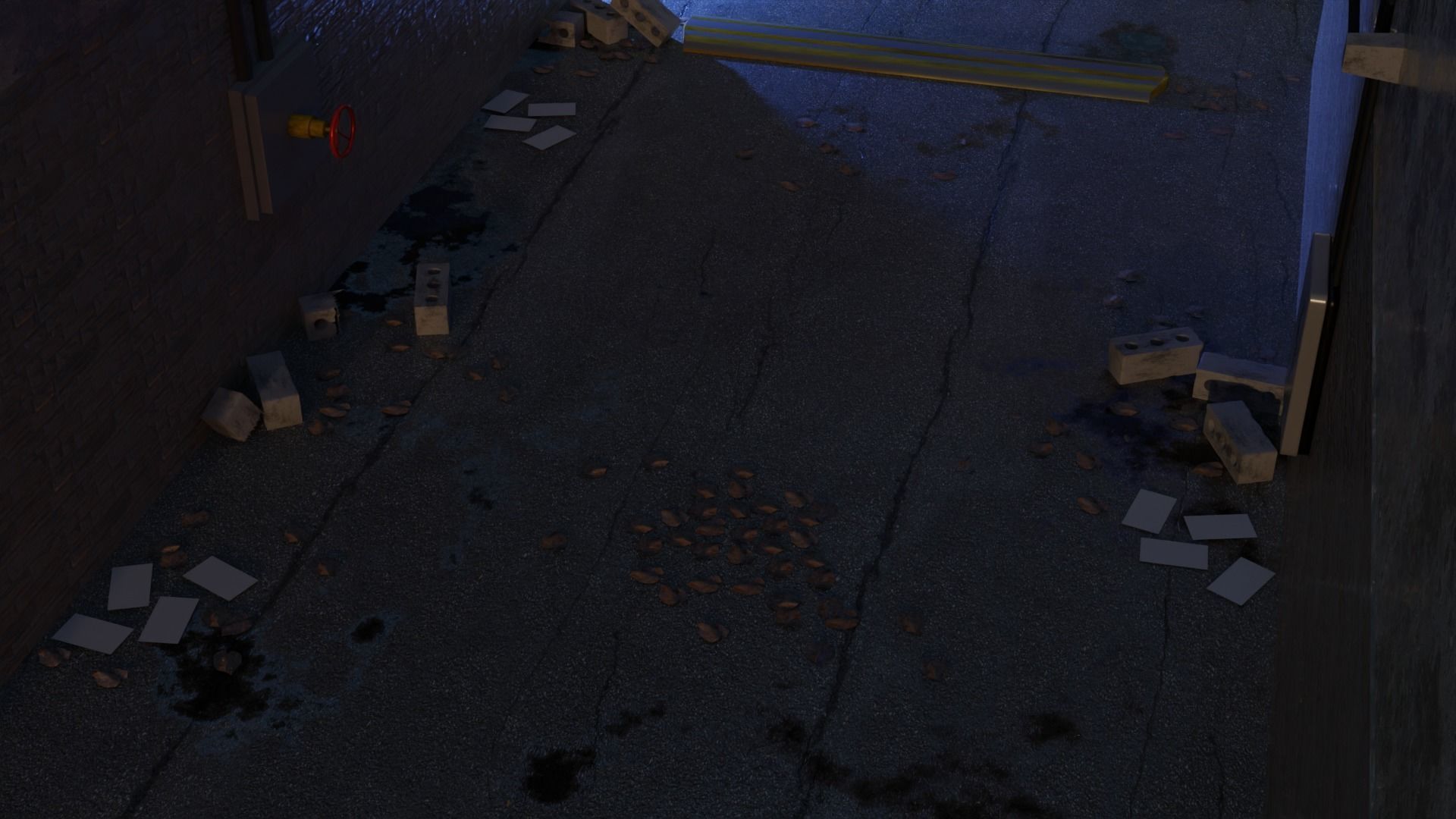 Street after the rain 3D model_1