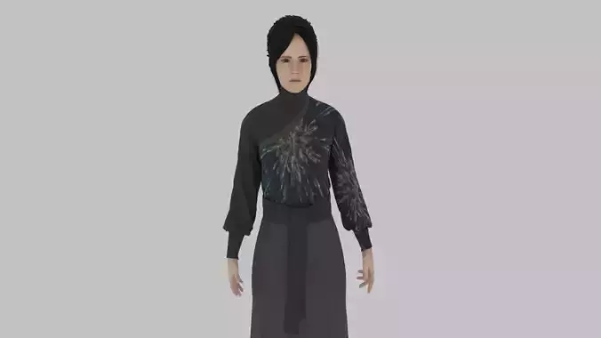 woman in asian clothes Low-poly 3D model