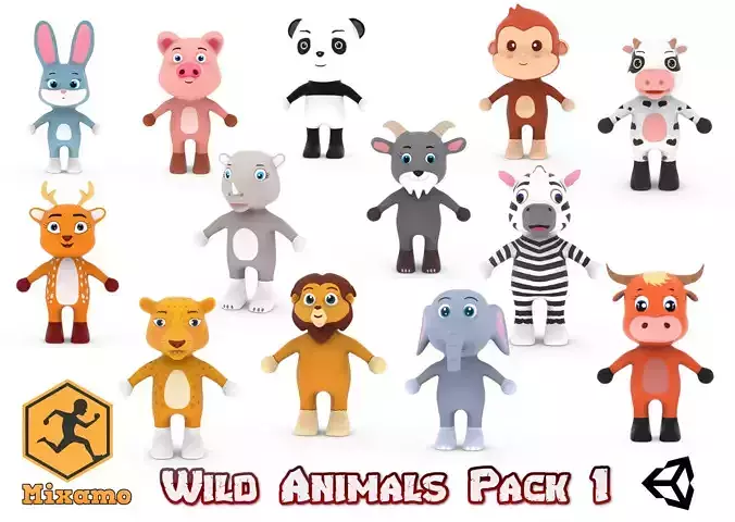 Wild Animals Pack 1 Low-poly 3D model
