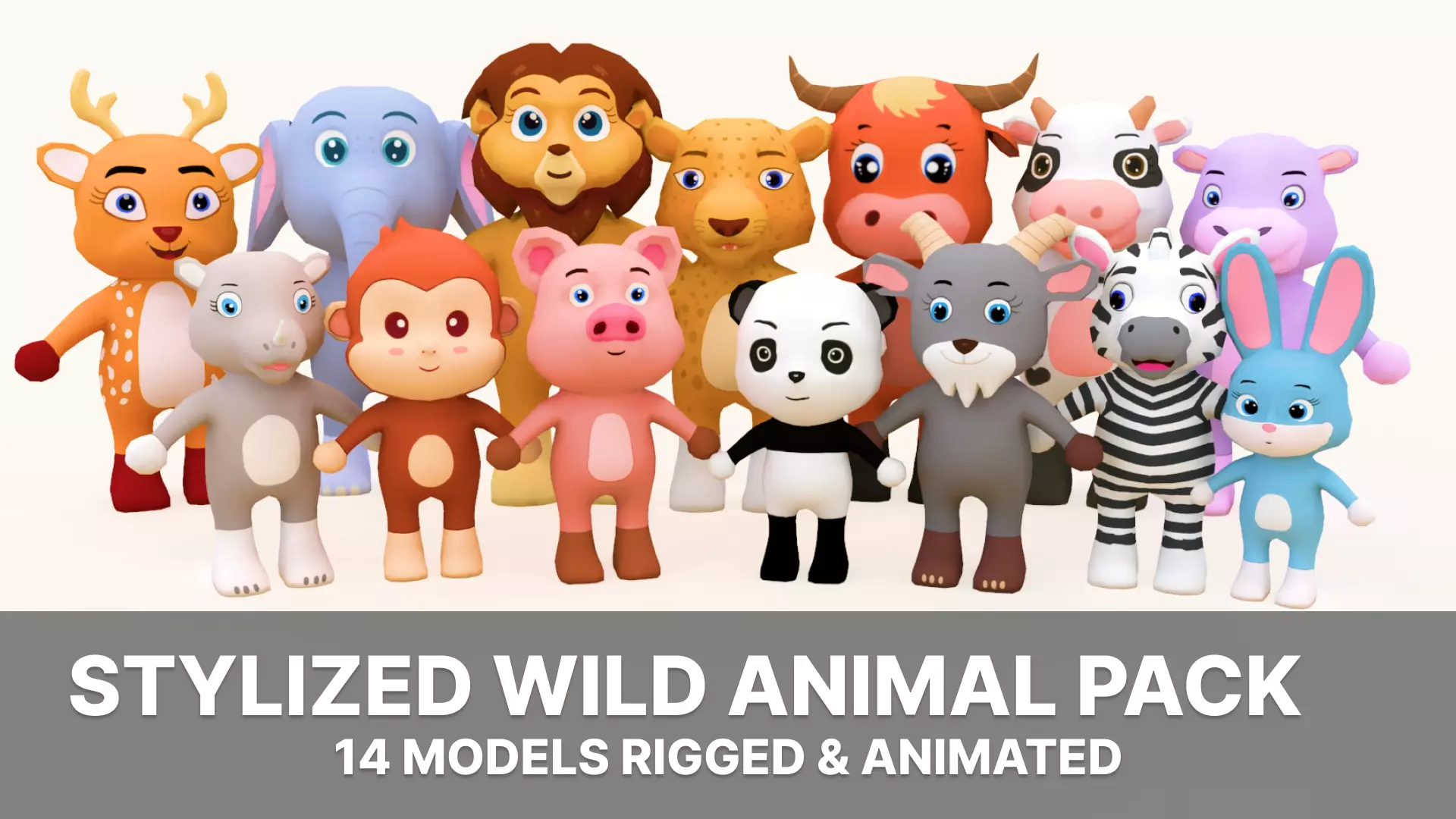 Wild Animals Pack 1 Low-poly 3D model