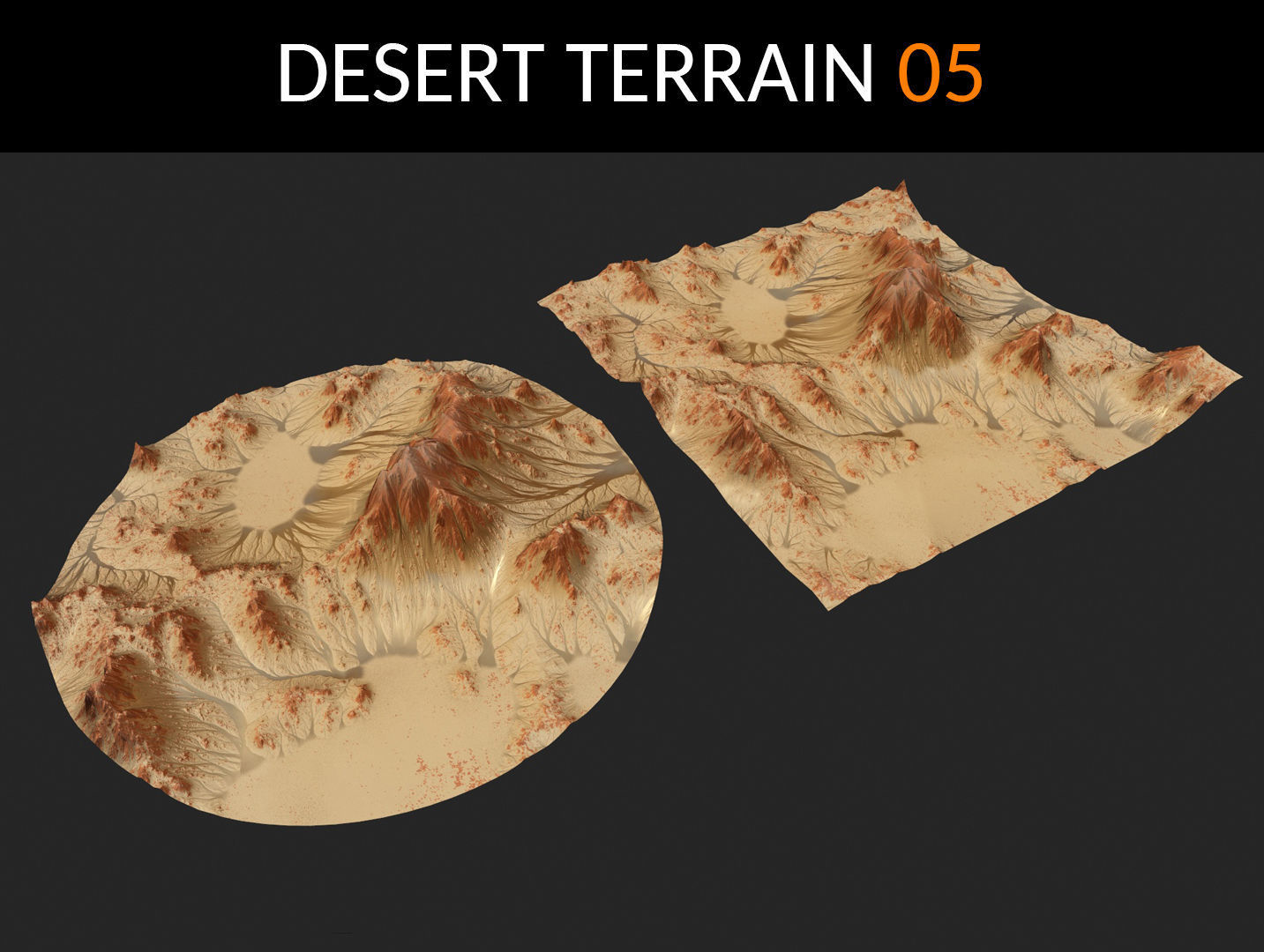 Desert Terrains Collection Low-poly 3D model_5