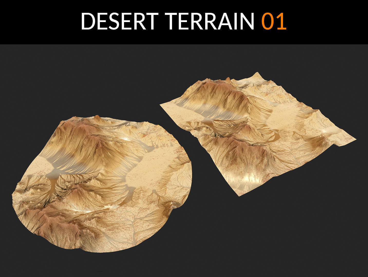 Desert Terrains Collection Low-poly 3D model_1