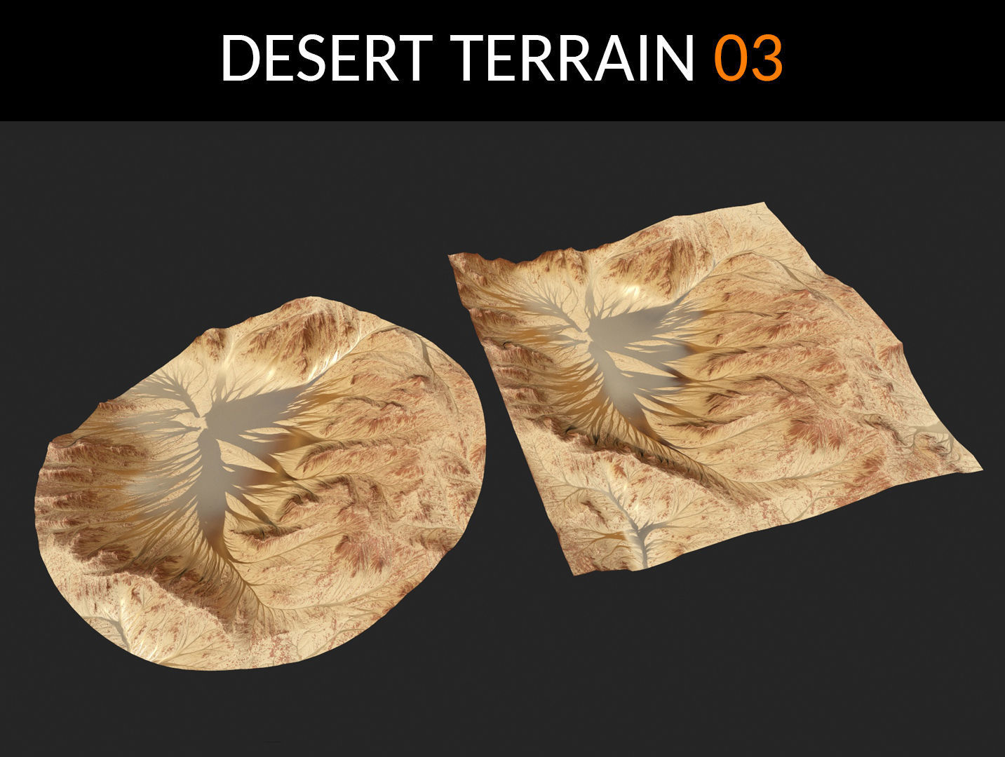 Desert Terrains Collection Low-poly 3D model_3
