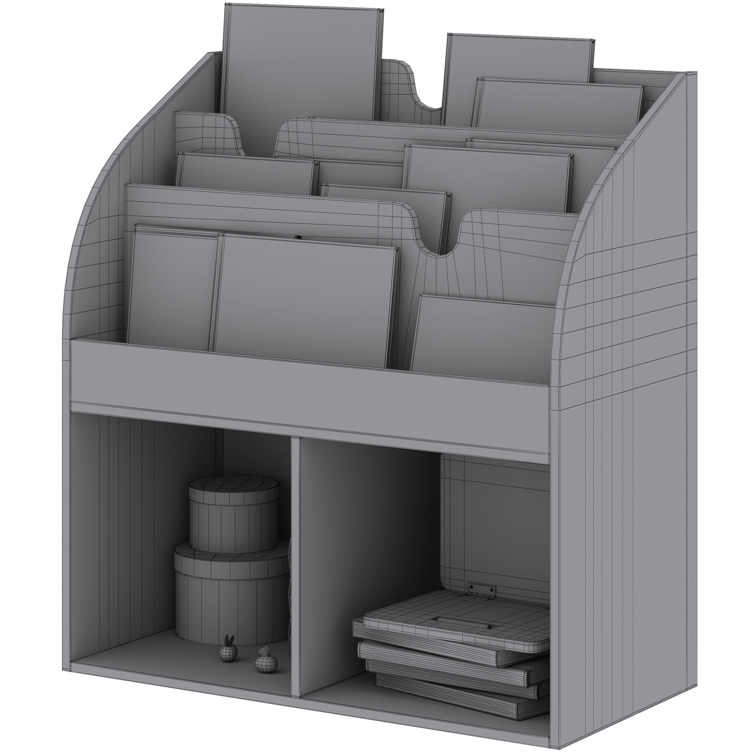 2-Pocket Storage Cabinet Bookshelf-School Library by Minime 3D model_3