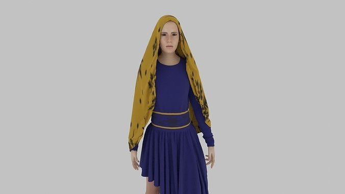  Hijab Woman Low-poly 3D model