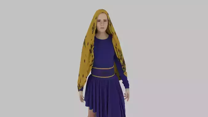Hijab Woman Low-poly 3D model