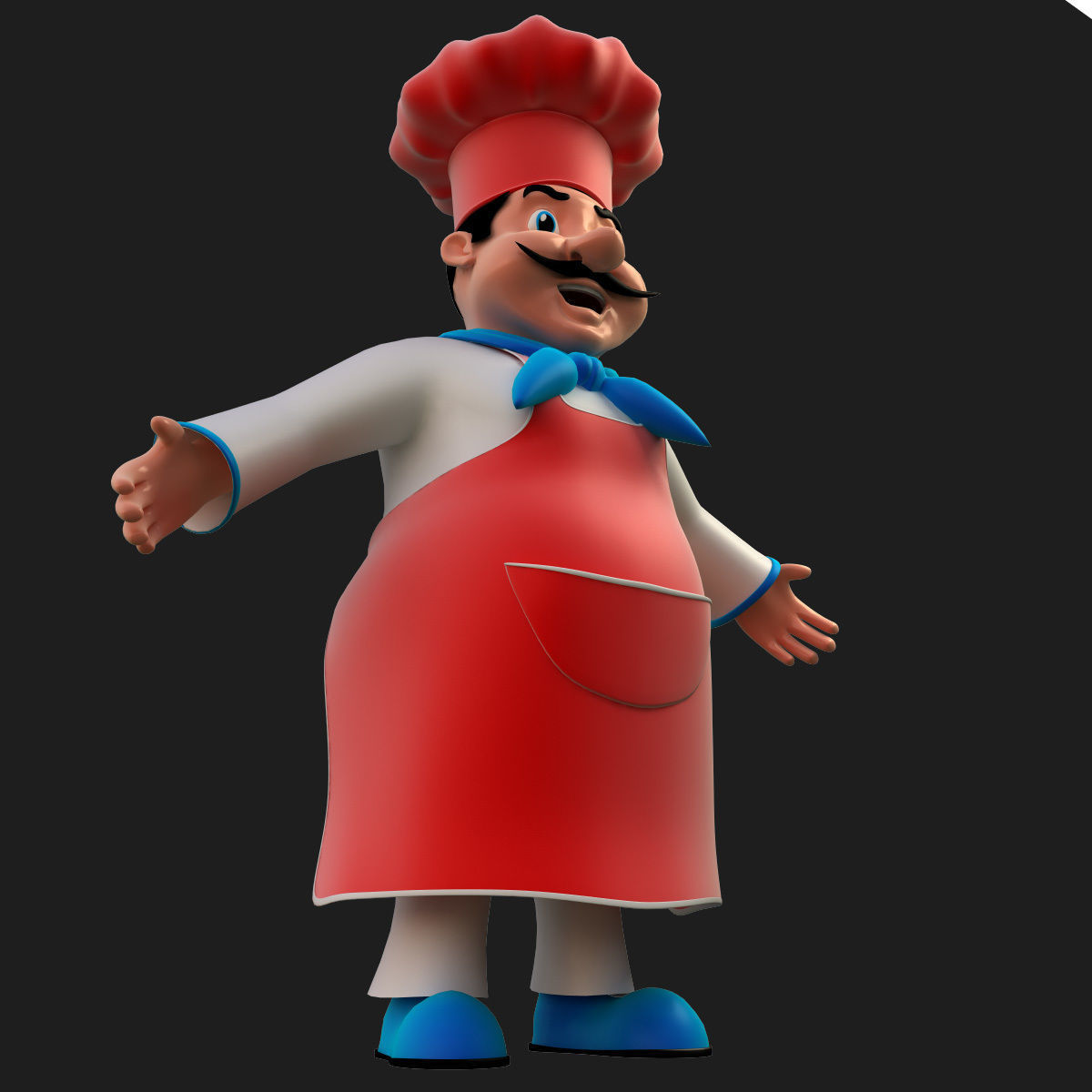 Chef cartoon 3D model_8