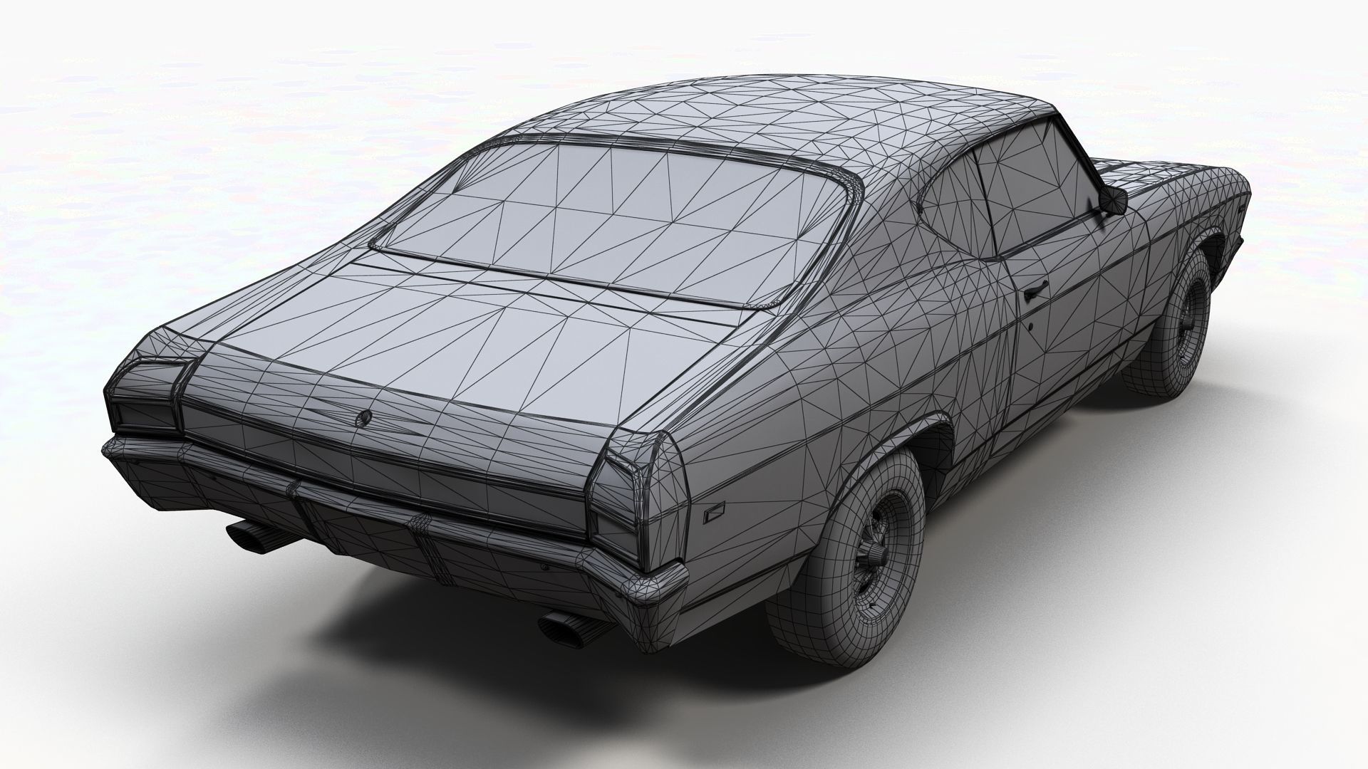70s american coupe Low-poly 3D model_8