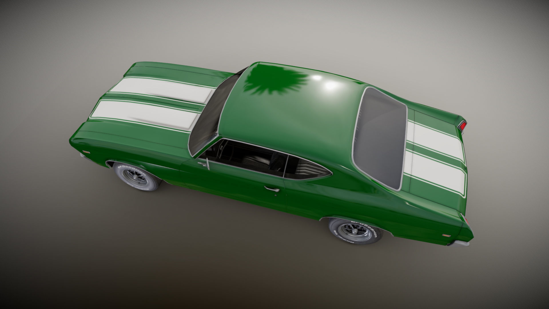 70s american coupe Low-poly 3D model_15