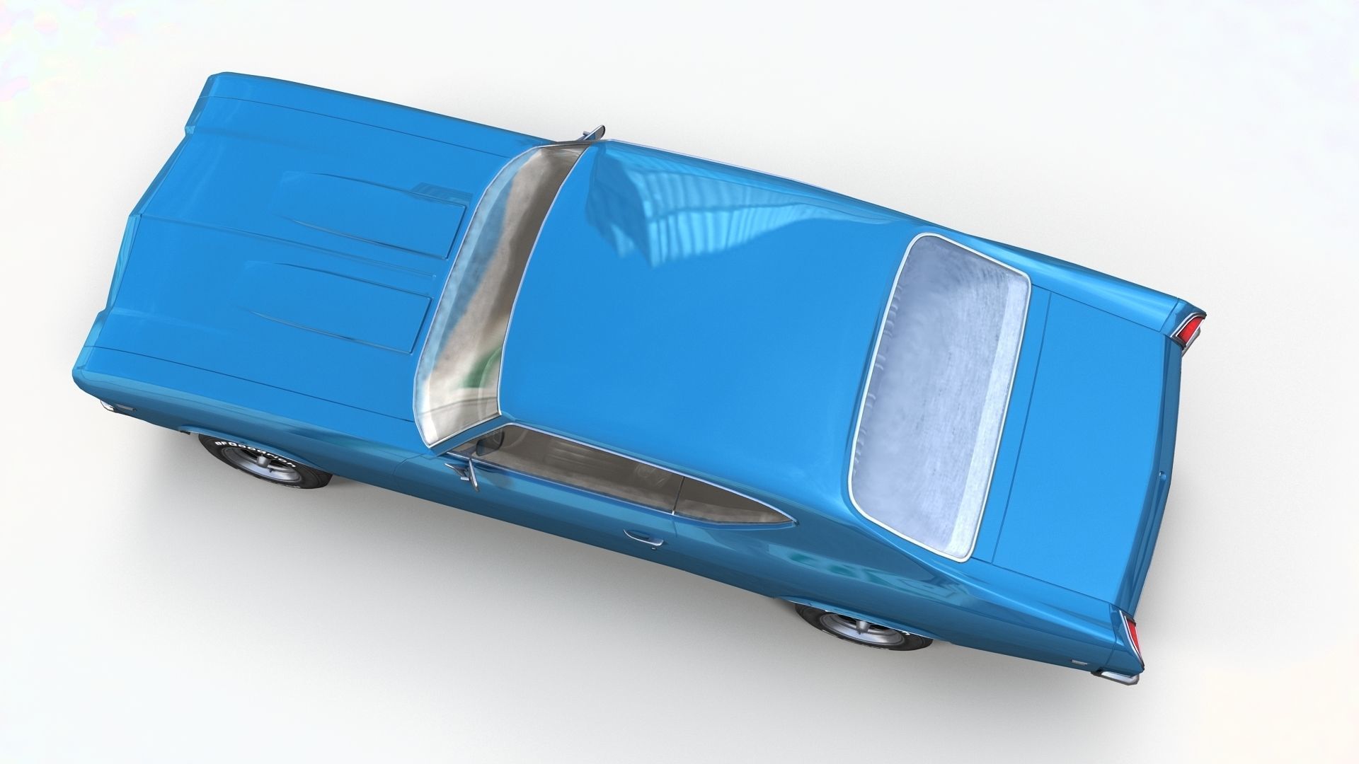 70s american coupe Low-poly 3D model_3