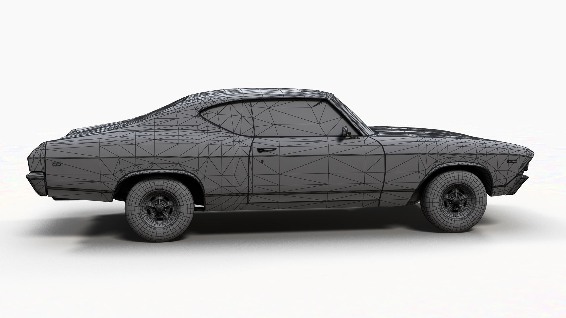 70s american coupe Low-poly 3D model_11