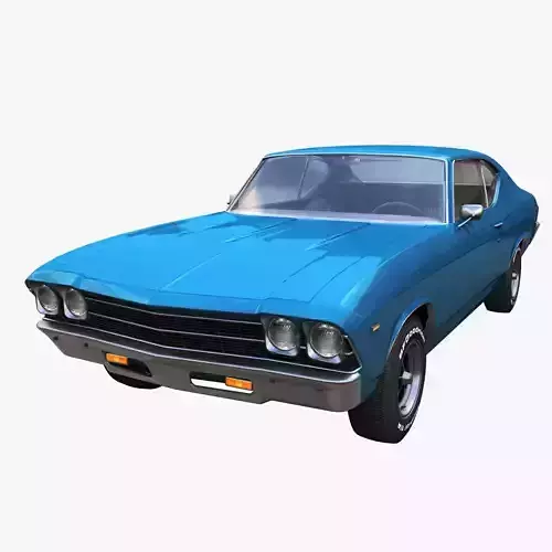 70s american coupe Low-poly 3D model