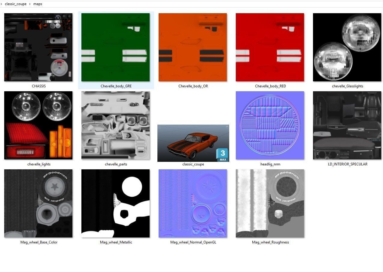 70s american coupe Low-poly 3D model_33