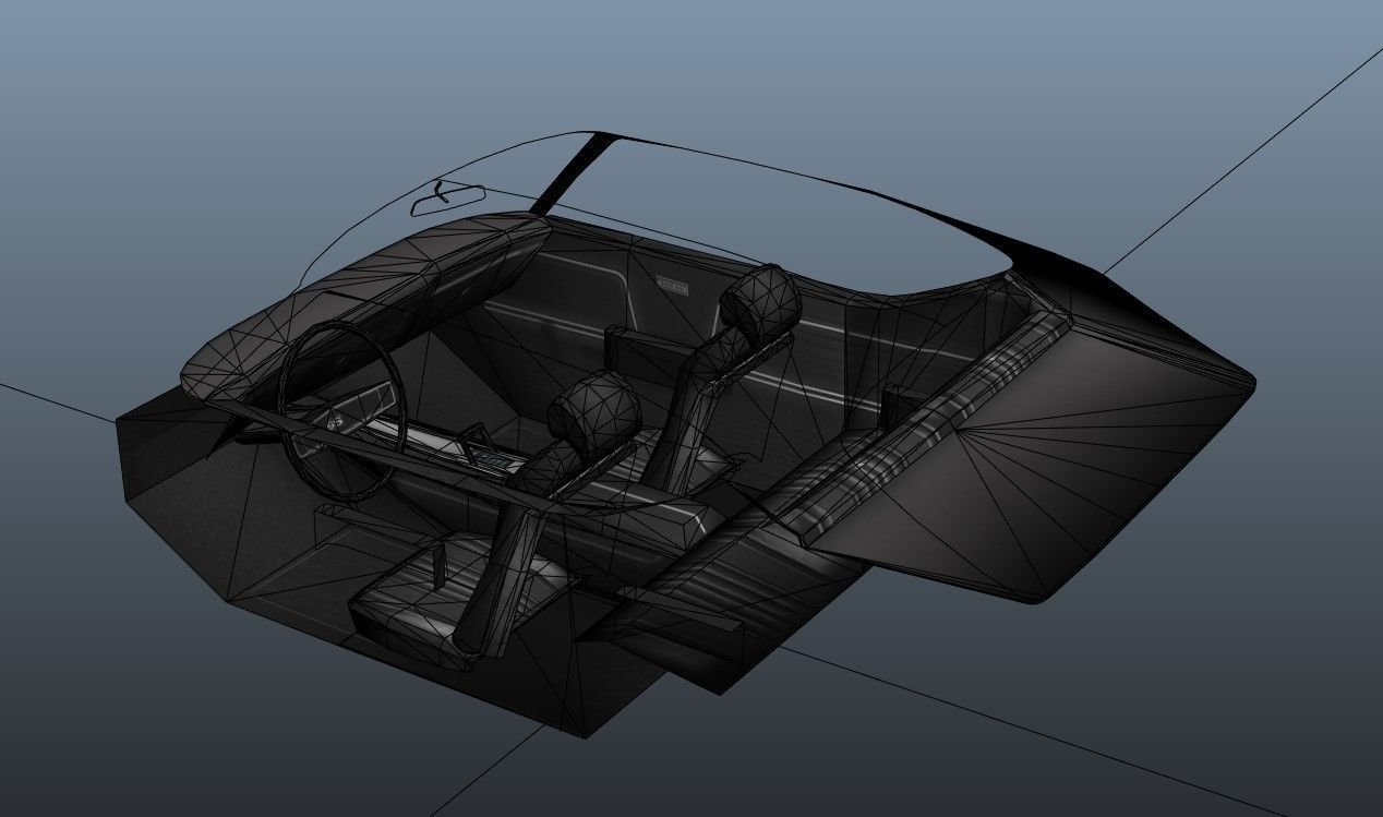 70s american coupe Low-poly 3D model_31