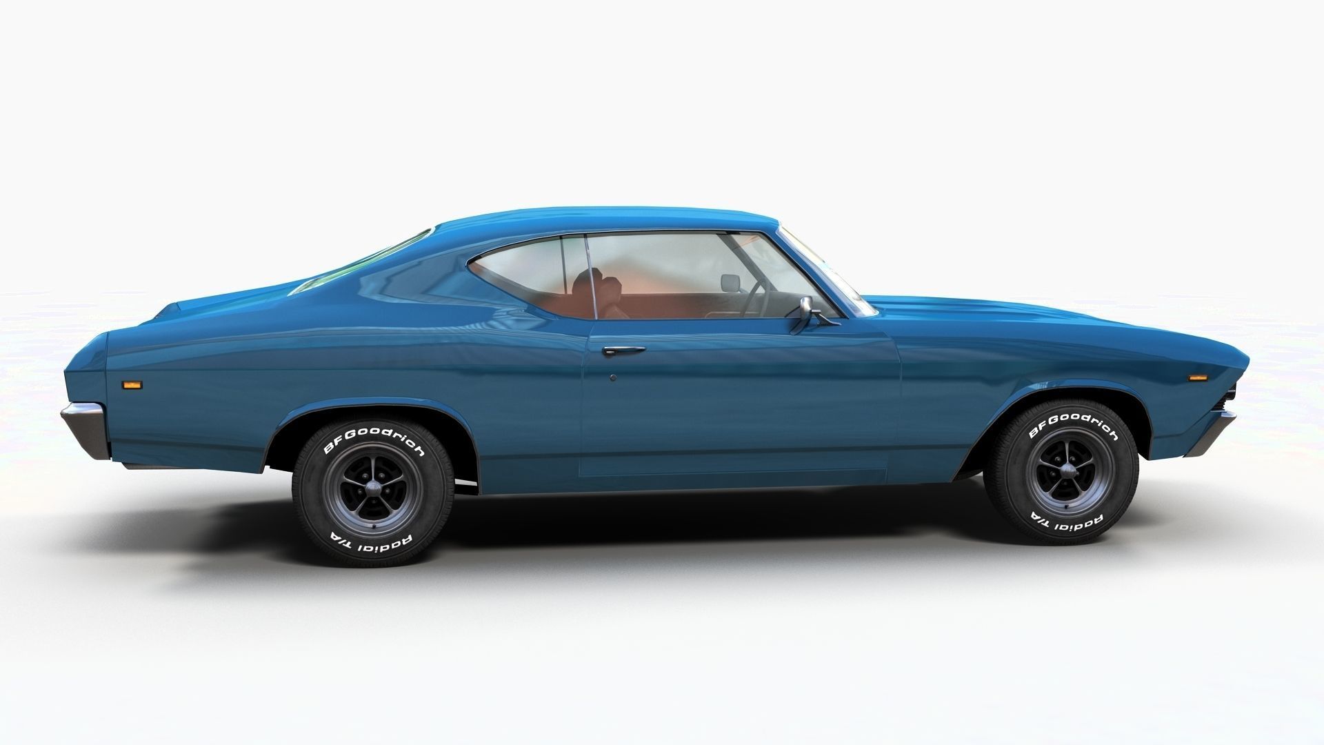 70s american coupe Low-poly 3D model_5