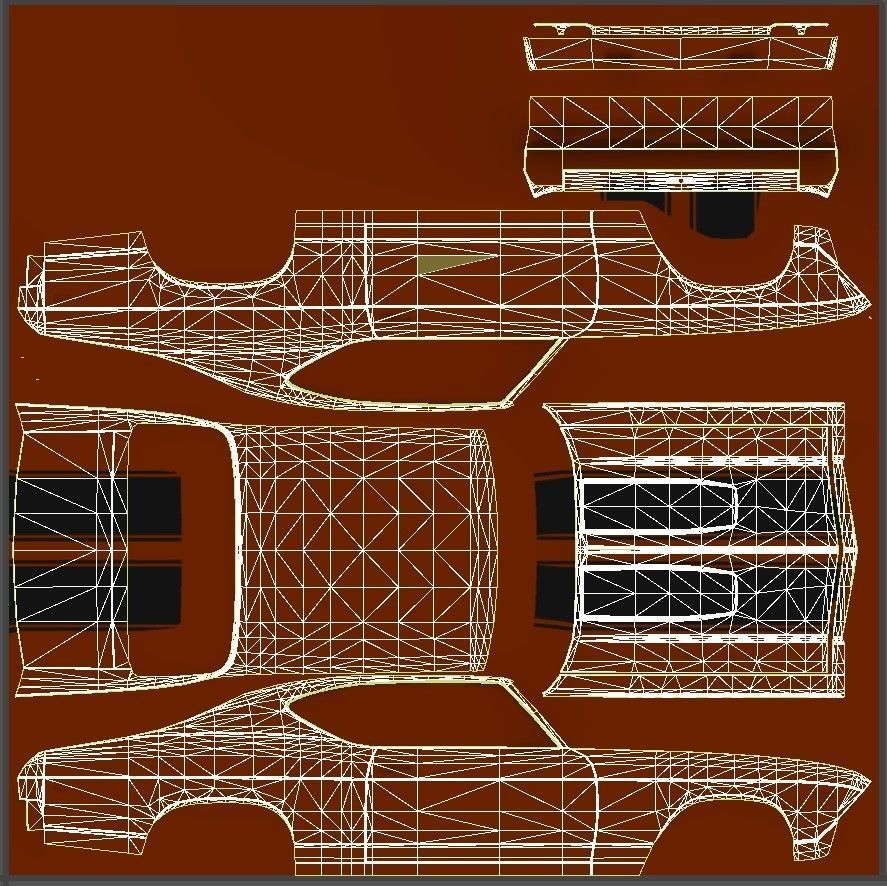 70s american coupe Low-poly 3D model_32