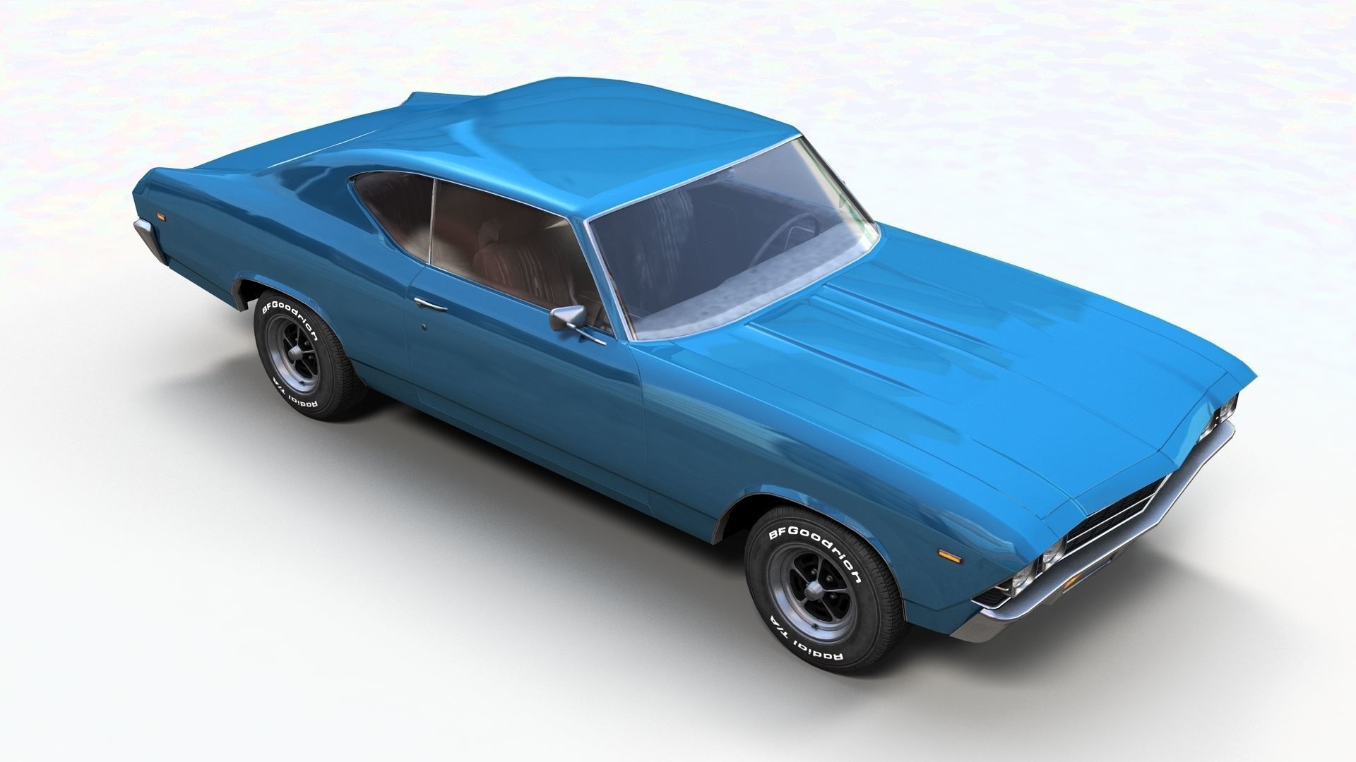 70s american coupe Low-poly 3D model_6