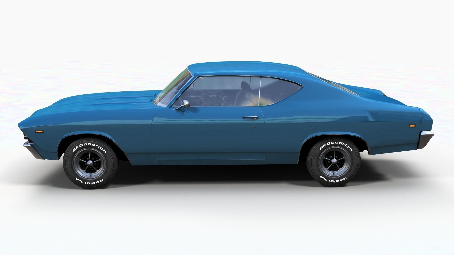 70s american coupe Low-poly 3D model_4