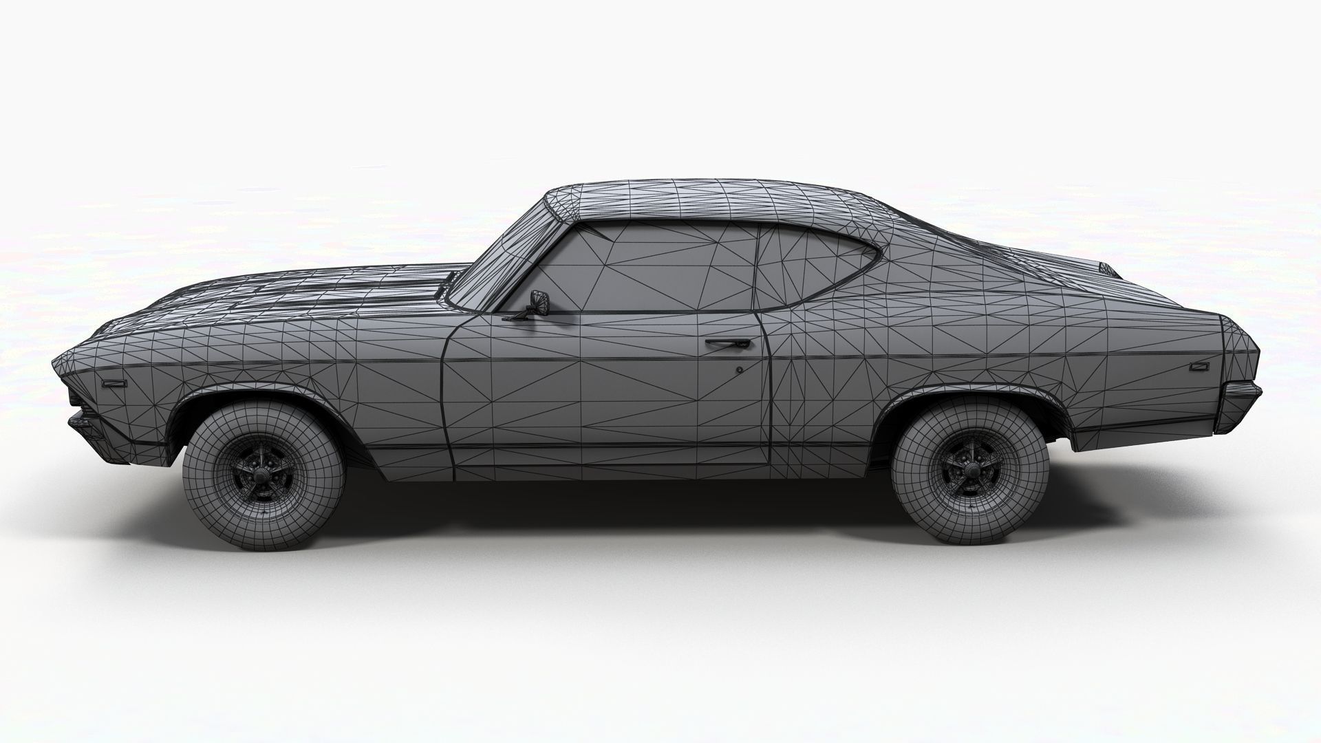 70s american coupe Low-poly 3D model_10