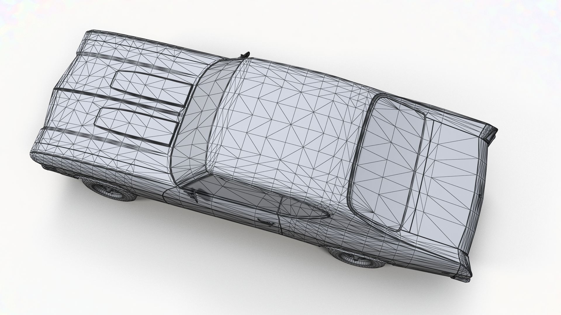 70s american coupe Low-poly 3D model_9