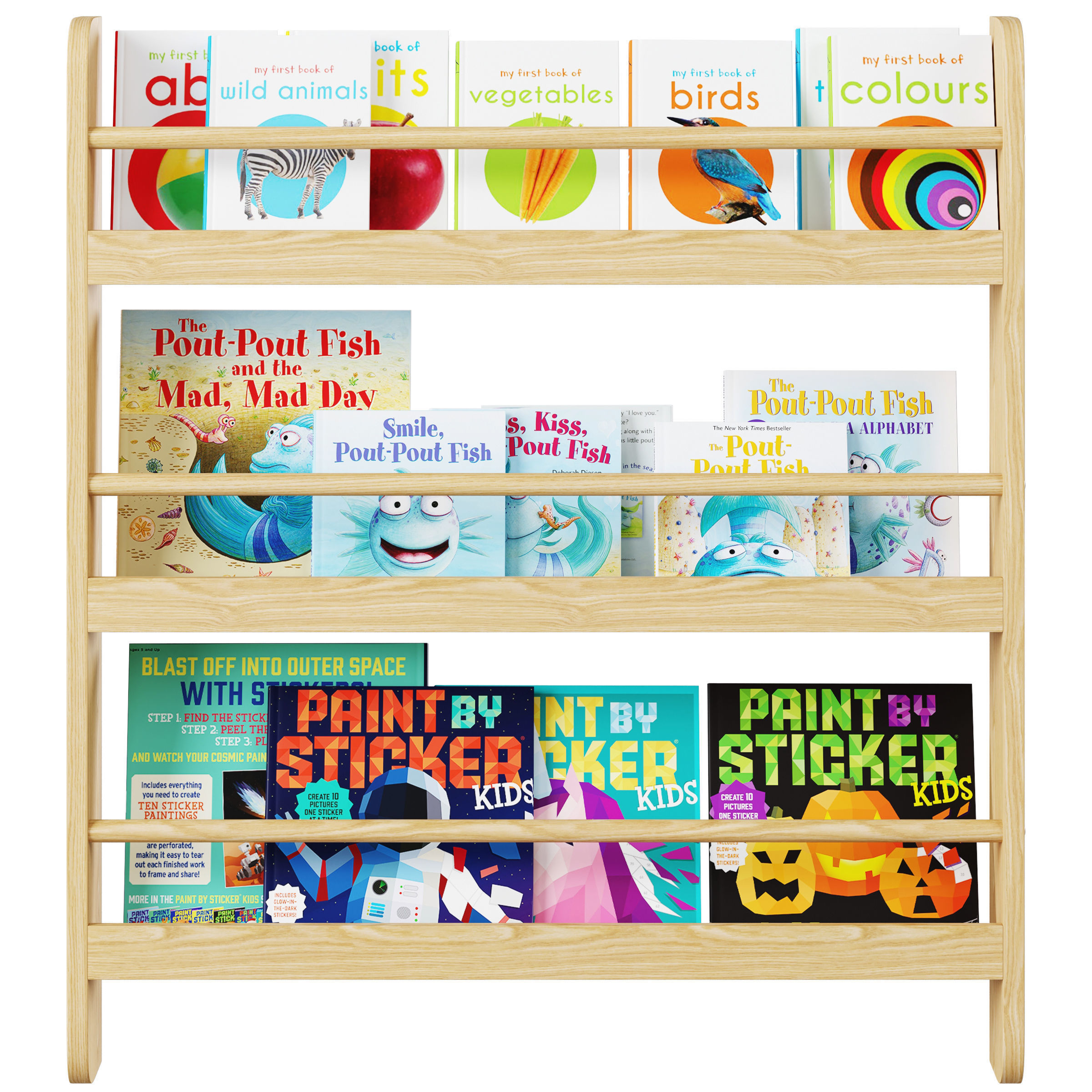 Childrens wall bookshelf by Minime with kids books 3D model_1