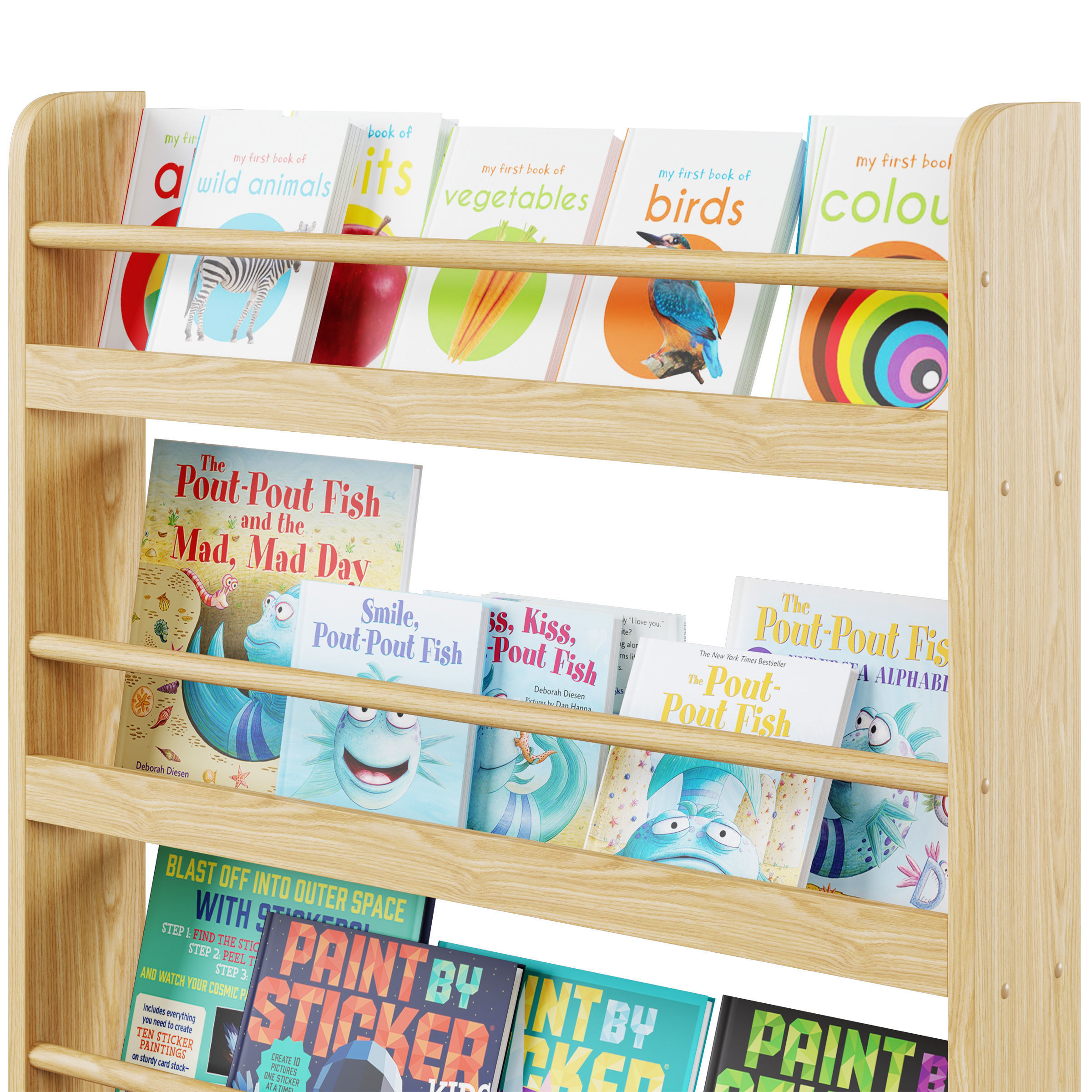 Childrens wall bookshelf by Minime with kids books 3D model_2