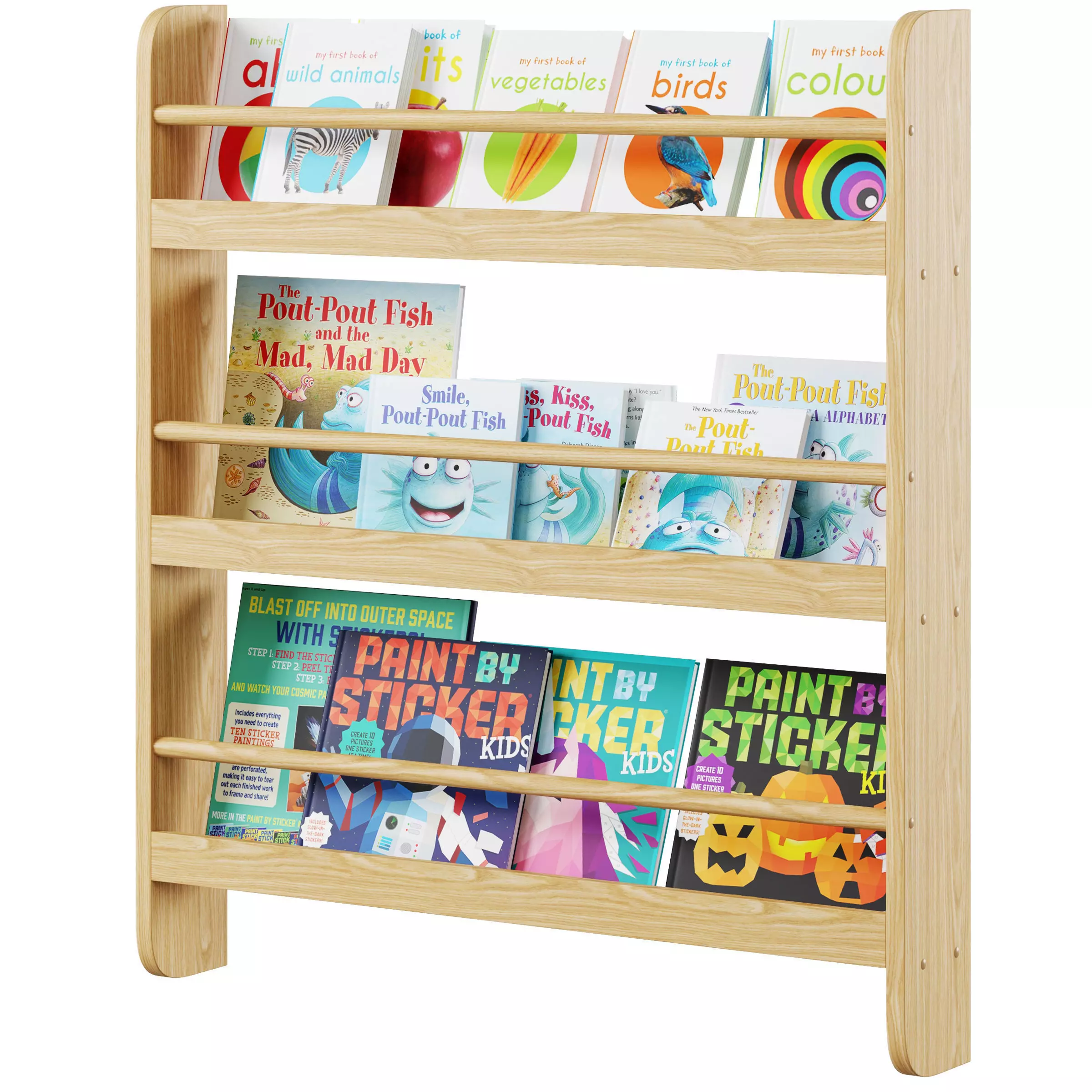 Childrens wall bookshelf by Minime with kids books 3D model_0