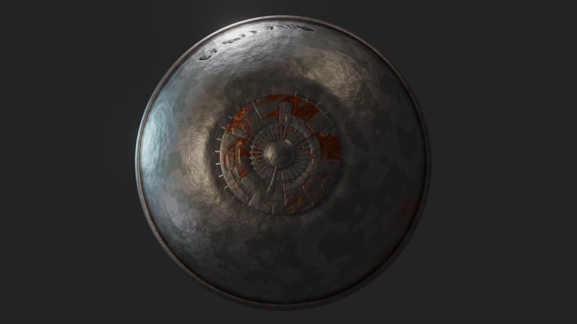 Metallic rusty space orb  3D model_4