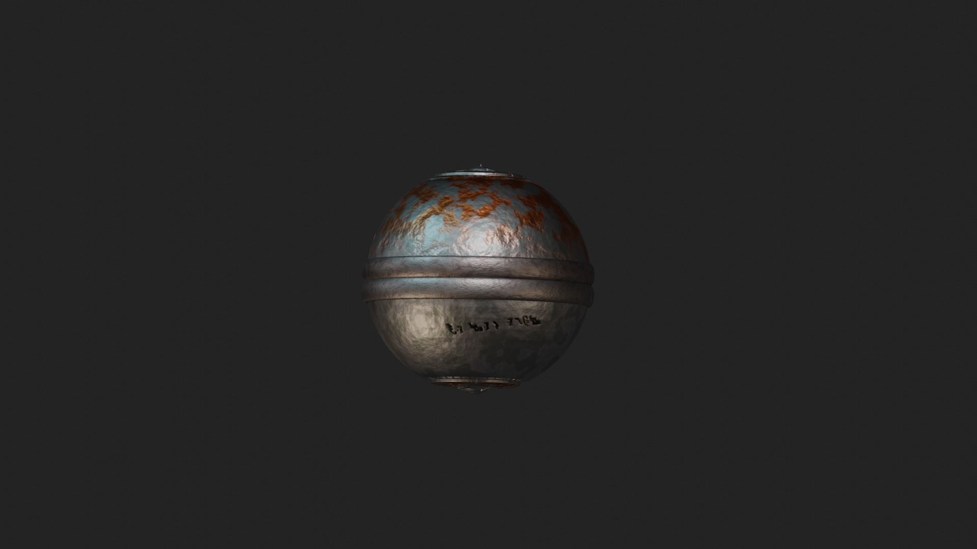 Metallic rusty space orb  3D model_5