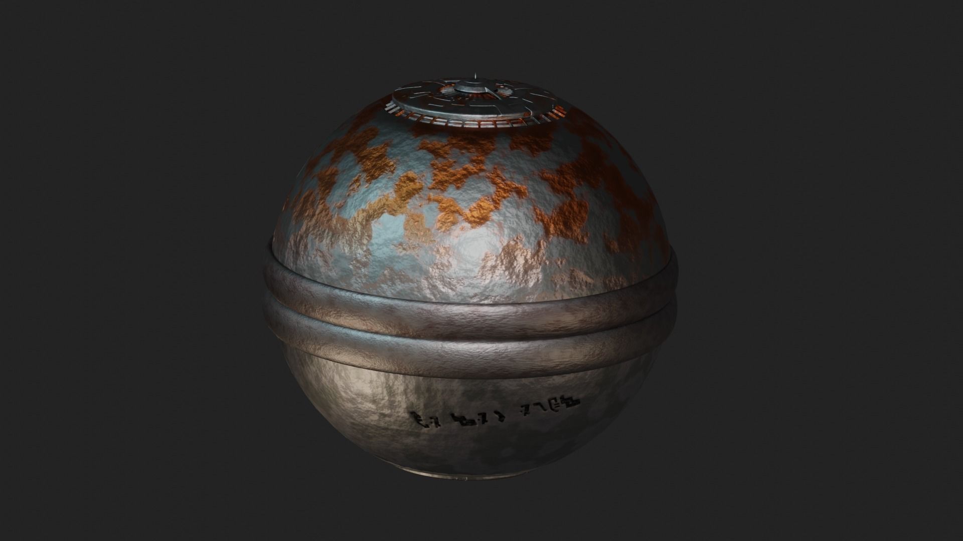 Metallic rusty space orb  3D model_1