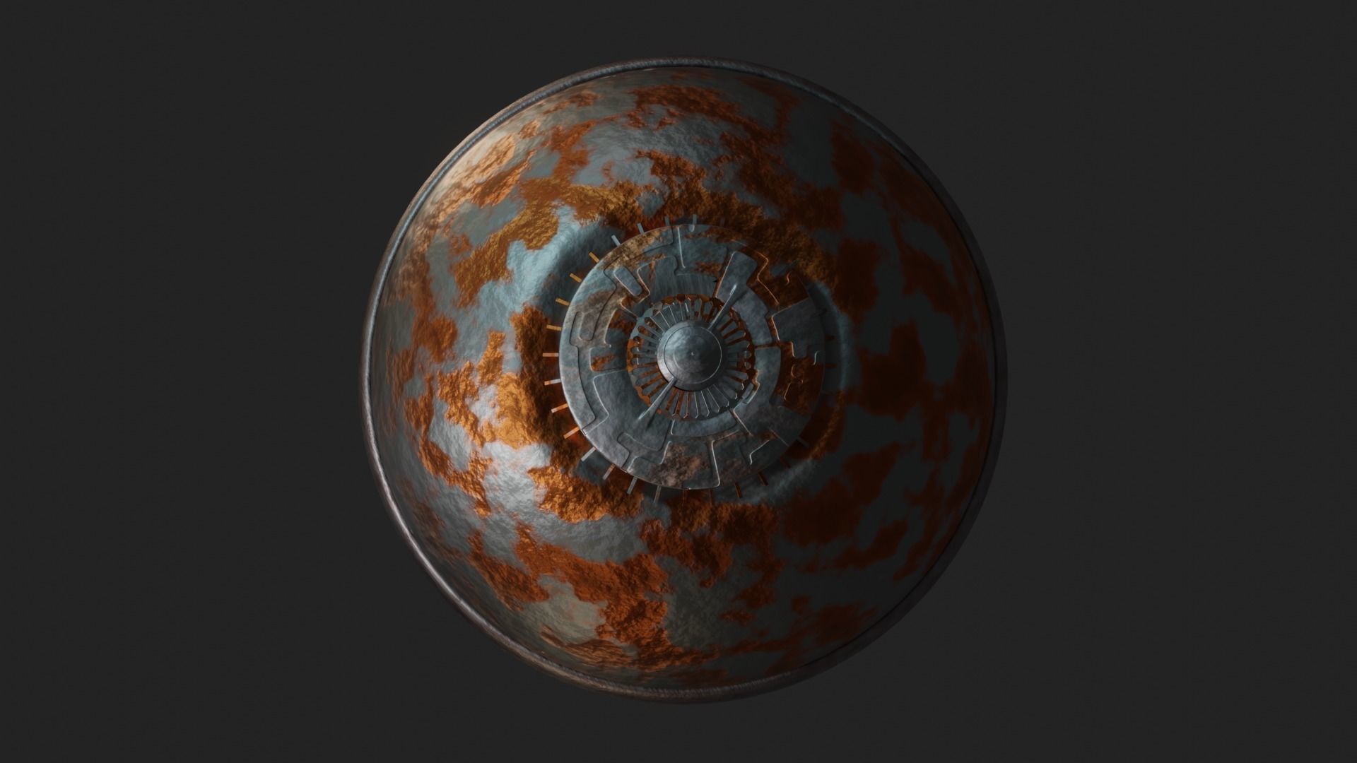 Metallic rusty space orb  3D model_3