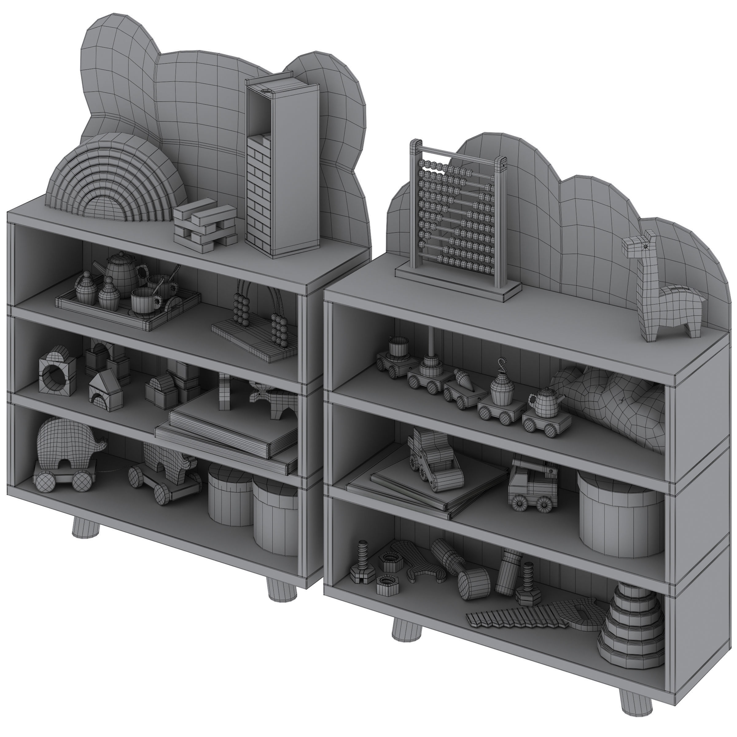 Bear and Cloud Shape Storage Unit by Minime 3D model_4
