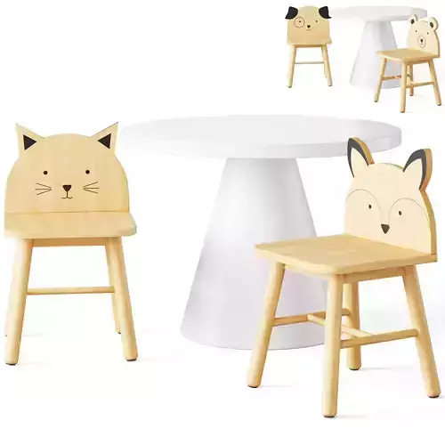 Animal Kids Chair and Willy Round Play Table