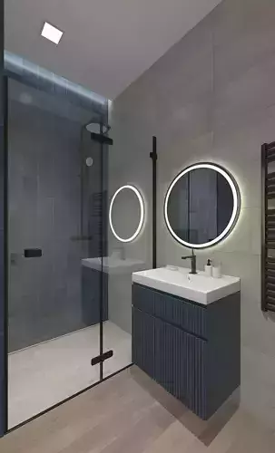 Wonderful shower room with blue tiles