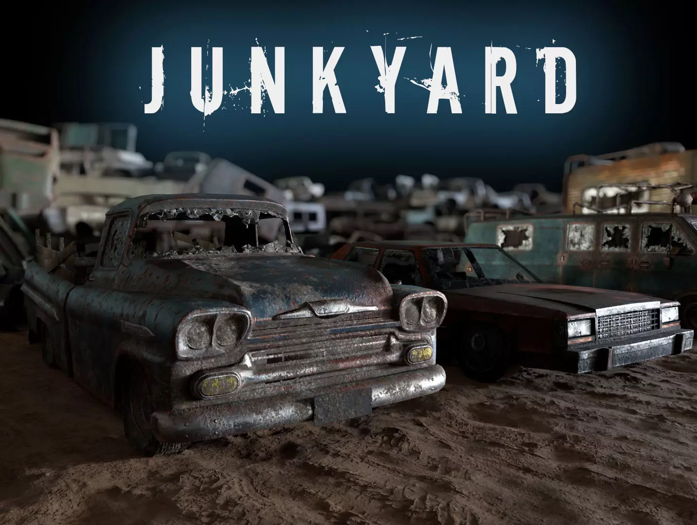 Junkyard Environment Low-poly 3D model_0