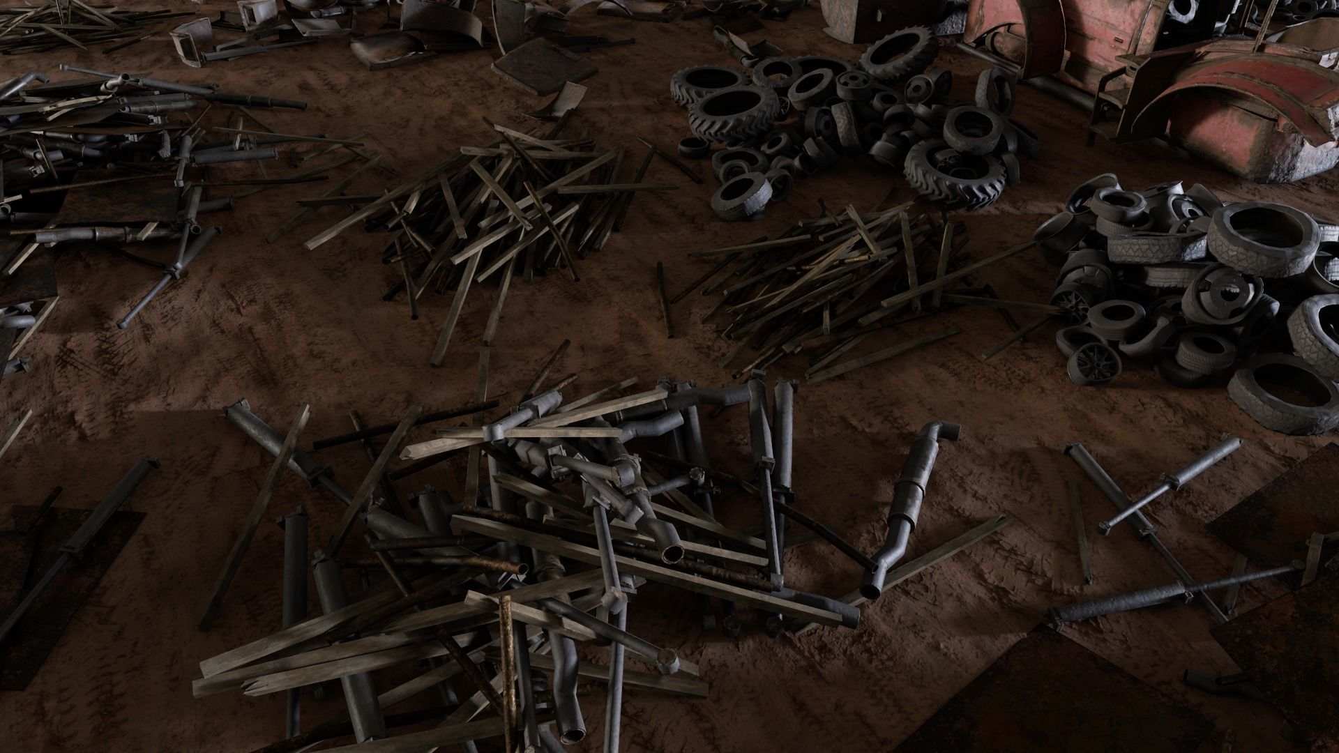 Junkyard Environment Low-poly 3D model_33