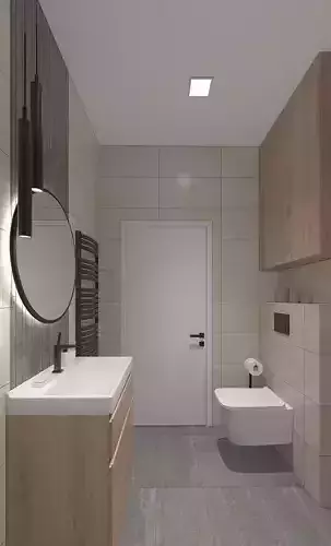 Cozy shower room with decorative tiles