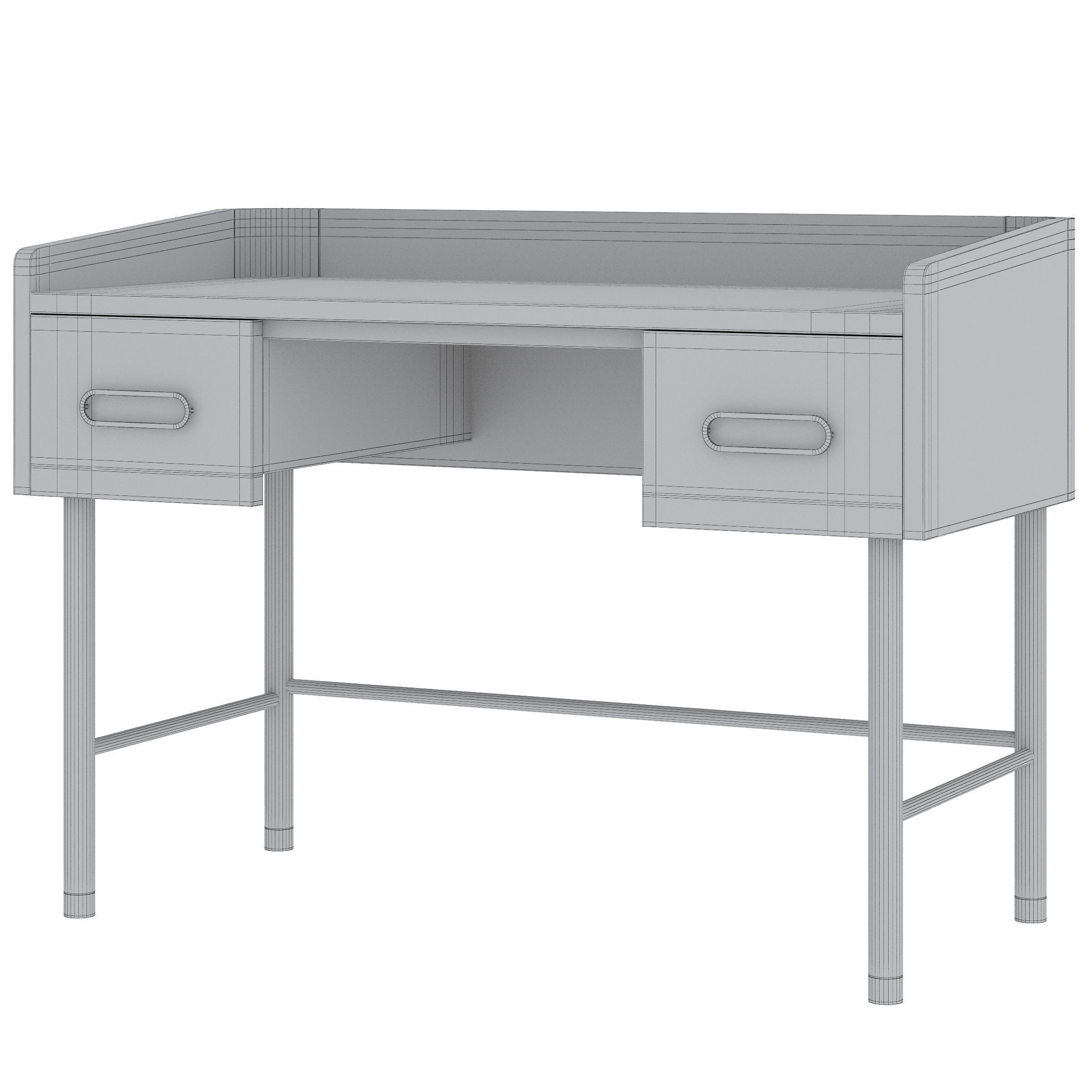 Kids Arlo White and Gold Desk  3D model_2