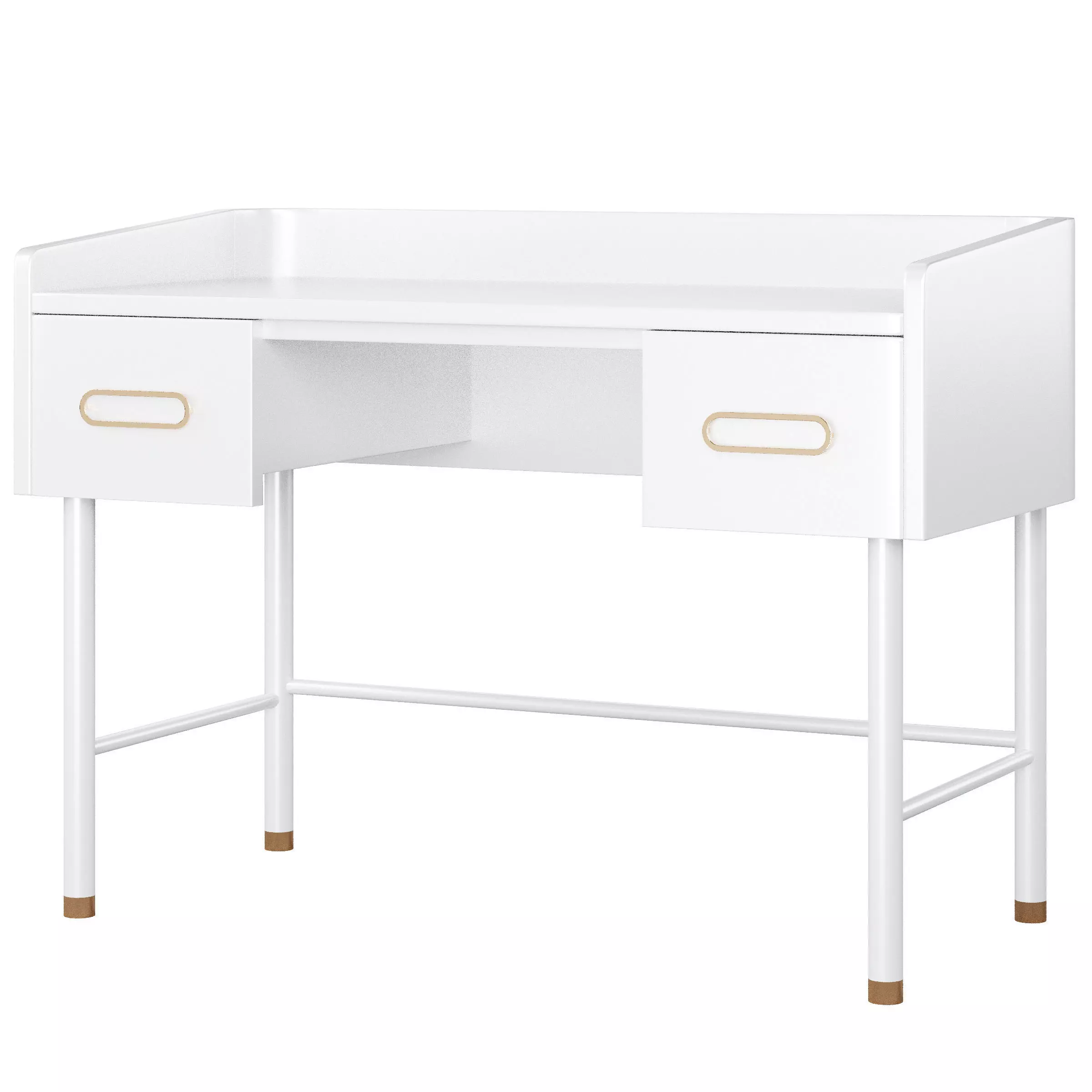 Kids Arlo White and Gold Desk  3D model_0